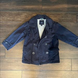Baby GAP Boys Peacoat Size 5 Navy Blue - Lined with grey